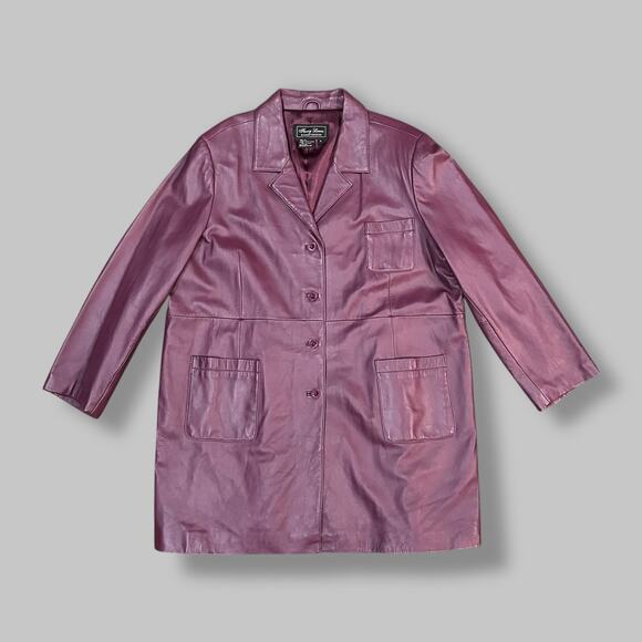 Terry Lewis Classic Luxuries Plum Leather Blazer Coat - Women’s Size 2X - Picture 1 of 4